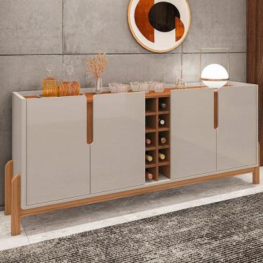 Imagem de Aparador Buffet Sala Lizz 190cm com Pés de Madeira Maciça