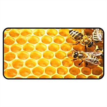 Imagem de Tapetes de cozinha abelhas na colmeia favo de mel área de cozinha tapetes e tapetes antiderrapante tapete de cozinha tapetes de porta de entrada laváveis para chão de cozinha casa escritório pia lavanderia interior exterior 101,6 x 50,8 cm