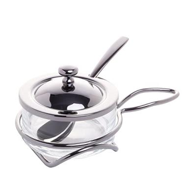 Imagem de Queijeira de Vidro com Tampa e Colher de Aço Black 16cm x 10cm x 8cm - Wolff