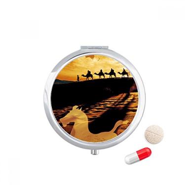 Imagem de Desert Along The Way to The Silk Road Map Estojo de comprimidos de camelo para guardar remédios