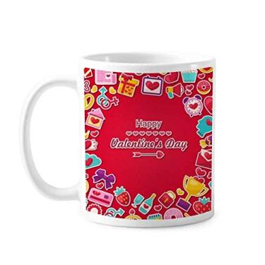 Imagem de Caneca vermelha feliz dia dos namorados coração amor cerâmica café porcelana louça