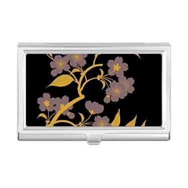 Imagem de Caixa de bolso com porta-cartões de visita com flor negra da cultura japonesa