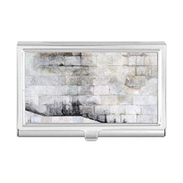 Imagem de Porta-cartões de visita com padrão de literatura moderno de tijolo branco preto