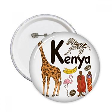 Imagem de Kenya National Symbol Landmark Pattern Pinos Redondos Emblema Decoração de Roupas 5 peças Presente