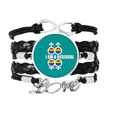 Imagem de OFFbb-USA Pulseira de presente I Am A Gay LGBT Arco-íris Art Deco Fashion Acessório Amor Pulseira de couro torcido Corda Presente