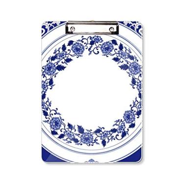 Imagem de Placa de suporte para prancheta de flor azul da Cultura chinesa A4