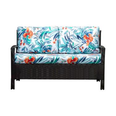 Imagem de Sofá Namoradeira em Fibra Sintética para Jardim e Varanda Base Aço Guaratuba - Café