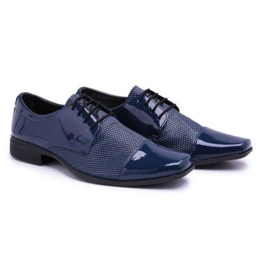 Imagem de Sapato Social Verniz Moda Chic com Textura Cadarço e Bico Quadrado
