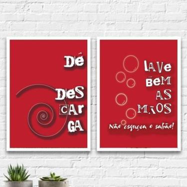 Imagem de Kit 2 Quadros Lembretes Para Banheiro 45X34Cm Branca