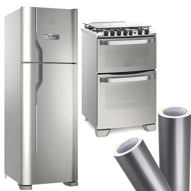 Imagem de Adesivo Vinil Envelopamento Prata Inox Geladeira 6m x 1m