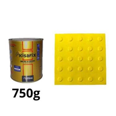 Imagem de Piso Tátil Alerta Amarelo Pvc 25X25Cm Kit 20Pçs + 2 Cola