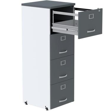 Imagem de Armário de Arquivo Oficio PE25 Pandin 45,70 cm (largura) em MDP Cor Branco e Grafito com 4 Gavetas