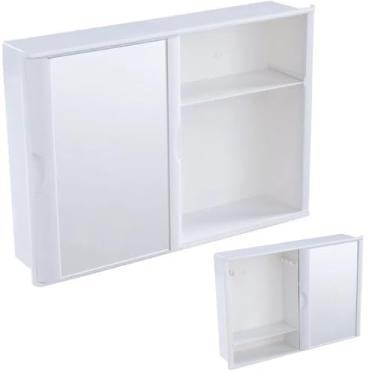 Imagem de Armário Banheiro Espelheira Sobrepor e Embutir Branco | 29x41x10cm | 01 Porta | Astra
