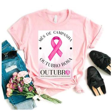 Imagem de Blusa Outubro Rosa Campanha De Prevenção Camiseta Outubro Rosa - Vidap
