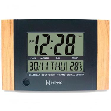 Imagem de Relógio De Parede Ou Mesa Digital Lcd Calendário Termômetro Madeira Clara Herweg 6438 único