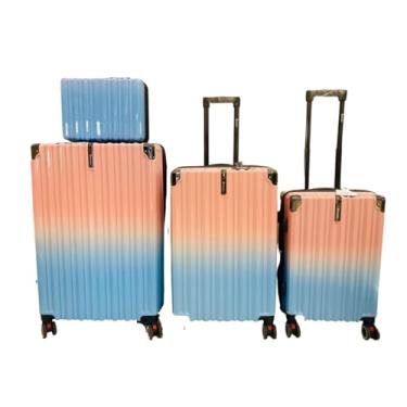 Imagem de Kit Mala viagem de bordo 10kg /23kg /30kg Fibra Abs ziper expansivo e rodinha + FRASQUEIRA (AZUL E ROSA)