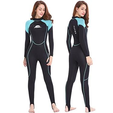 Imagem de Maiô NeopSkin de neoprene para mergulho, mergulho, mergulho, mergulho, mergulho, mergulho, mergulho, snorkel e canoagem de natação, Women's Black / Aquamarine, Small