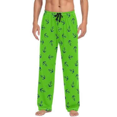 Imagem de Calça de pijama com âncoras temáticas náuticas para homens calças de pijama macias, Colorido., M