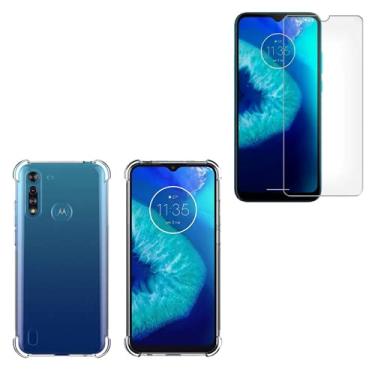 Imagem de Capinha Capa Case Transparente + Película Vidro Compatível Com Motorola Moto G8 Power Lite