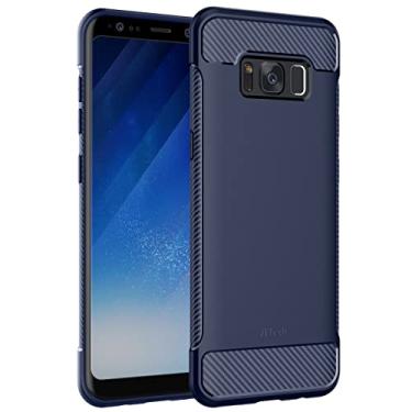 Imagem de JETech Capa Fina Fit para Samsung Galaxy S8, Case Capinha Fina para Celular com Absorção de Choque e Design de Fibra de Carbono (Azul)