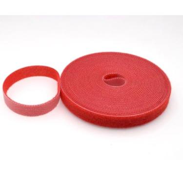 Imagem de 5 metros de Organizador de Fios em rolo | Enrrolar Cabos | Chicote Organizador De Fio | Autoaderente Fixação Abraçadeira Cabos Chicote Fios Fecho de contato OFC (Vermelho, 10mm)