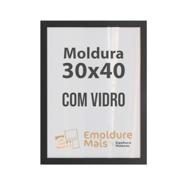 Imagem de Moldura de Madeira Para Folhas Documentos de 30cm x 40cm com Vidro Quadros Decorativos Porta Retrato de Parede Foto Fotografia Poster Imagem de Arte Diplomas (Preto)
