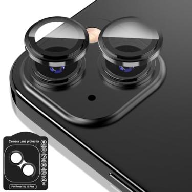 Imagem de MYBAT PRO [Pacote com 2 x 1] Protetor de lente de câmera para iPhone 15 6,1 polegadas e iPhone 15 Plus 6,7 polegadas anel de metal individual 9H capa de câmera de vidro temperado, HD transparente,