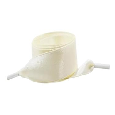Imagem de Silk Satin Shoelaces Width Ribbon Flat Laces Women Boots Sneakers Shoelace Shoe Accessories (Color : Beige, Size : 80cm)