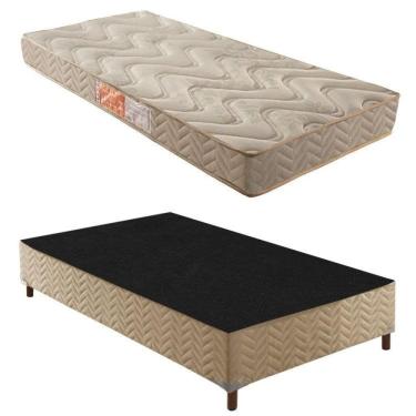 Imagem de Box Solteiro Júlia 42x88x188cm com Colchão Solteiro Unique D33 Duoface 18x88x188cm Rustico Bege