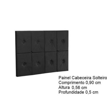Imagem de Painel Cama Box Botão Solteiro 0,90 Elegance Cor Preto - Comprar Móvei