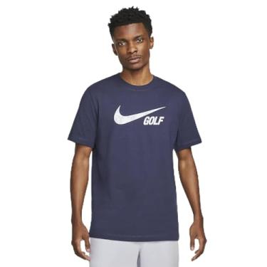 Imagem de Nike Camiseta masculina de algodão de golfe Swoosh, Azul-marinho meia-noite, M