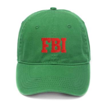 Imagem de L8502-LXYB Boné de beisebol masculino bordado FBI algodão lavado, Verde, 7 1/8