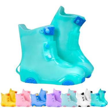 Imagem de Capas para sapatos de chuva | Capas de sapato impermeáveis para crianças, meninos e meninas, galochas reutilizáveis (azul-petróleo/azul, 2GG)