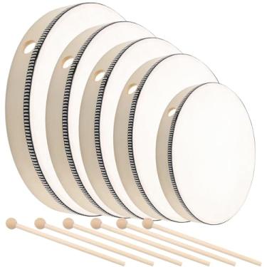 Imagem de TAICHEUT Conjunto de bateria de 5 peças, kit de bateria com moldura de madeira de 15 cm, 17 cm, 20 cm, 25 cm, 30 cm, com bengala de bateria, bateria portátil para adultos, artigos de festa para