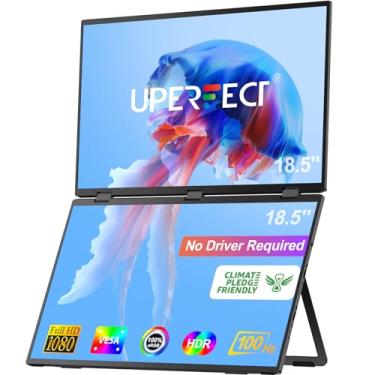 Imagem de UPERFECT Delta 18,5 polegadas 100Hz monitor duplo portátil para laptop extensor de tela 1080p HDR 360° dobrável empilhado triplo monitor com suporte e VESA para laptop, PC, telefone console de jogos