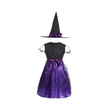 Imagem de Fantasia de Halloween infantil capa de bruxa cosplay fantasia de princesa vestido menina terno, roxo, 100 cm