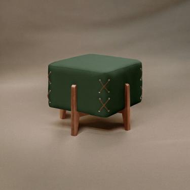 Imagem de Puff Banqueta Madeira Maciça Eros Luxo Verde