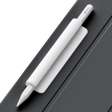 Imagem de ELETIUO Estojo de silicone para lápis, compatível com Apple Pencil (USB-C), Apple Pencil 1ª/2ª geração, adesivo forte anexado à capa do iPad para canetas Stylus, branca