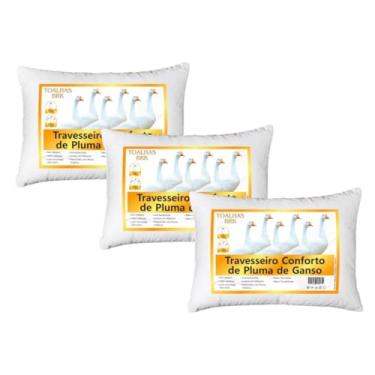 Imagem de Kit 3 Travesseiro Pluma de Ganso 50x70cm - Branco