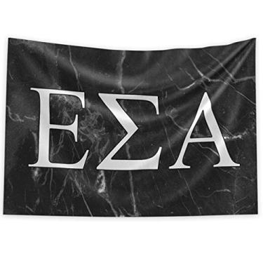 Imagem de Pro-Graphx Bandeira de fraternidade e fraternidade grega Epsilon Sigma Alpha oficialmente licenciada, tapeçaria, banner de exibição, placa, estampa de letras grande decoração - 91 cm x 1,5 m - mármore preto