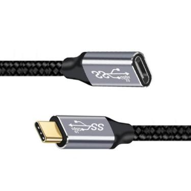 Imagem de chenyang Cabo de dados USB-C USB 3.1 tipo C macho para fêmea 10Gbps 100W com capa para laptop 0,2 m