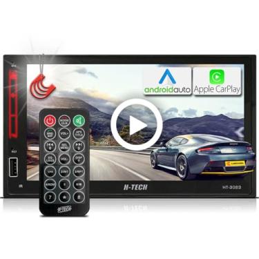 Imagem de H-Tech Aparelho de som automotivo MP5 2 Din padrão japonês ou chinês Tela de vidro 7" HT-3023 New Espelha c/cabo Android iOS Baixe aplicativo p/comandar funções do Cel na tela