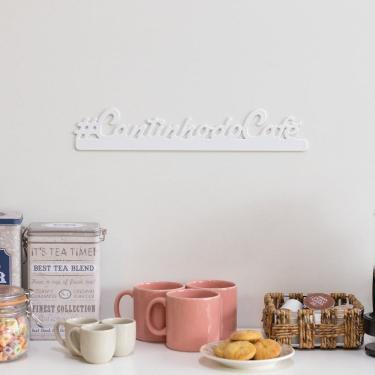 Imagem de Placa Decorativa Cantinho do Café Aramado Branco