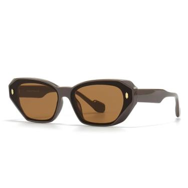 Imagem de Trendy Street Photo Retro Art Polygonal Óculos de Sol Femininos Personalizados Óculos de Olho de Gato Óculos de Cor Doce UV400, 3, Tamanho Único