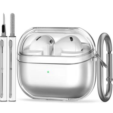 Imagem de Capa para Samsung Galaxy Buds 3/Galaxy Buds 3 Pro com kit de limpeza, capa protetora de silicone macio para Galaxy Buds 3 Pro 2024, acessórios para Galaxy Buds 3 com chaveiro (transparente)