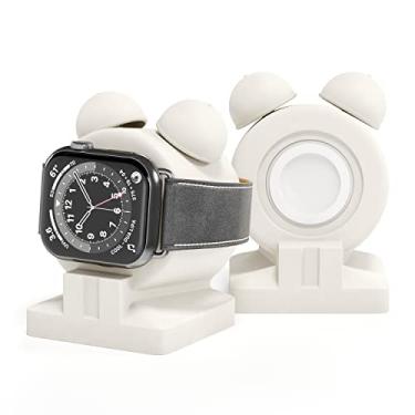 Imagem de VallexMall Suporte para Apple Watch Série Ultra 8/7/6/Se/5/4/3/2/1 Suporte de silicone para Apple Watch suporta suporte de suporte de base de carregamento no modo de mesa de cabeceira [carregador não incluído]