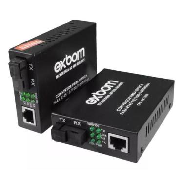 Imagem de Par Conversor Mídia 1 Fibra Óptica Rj45 Gigabit 1000 Mbps - Exbom