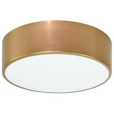 Imagem de Luminária De Teto Plafon Redondo Sobrepor Dourado 40W Painel Slim 25cm