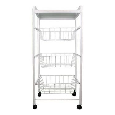 Imagem de Fruteira Chão Cozinha Super Forte Tampo De Aço Branco - XXX