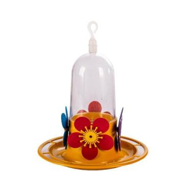 Imagem de Bebedouro Jel Plast Pet Piu Bandeja com Poleiro Amarelo para Beija-Flo